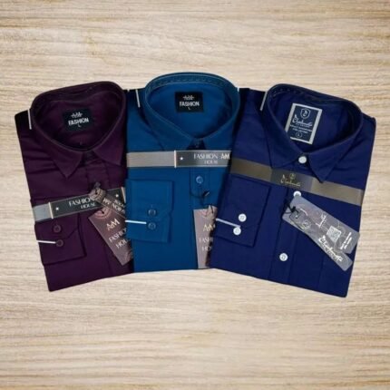 3 Solid Shirt Combo (Purple, Pretrol, Navy Blue)